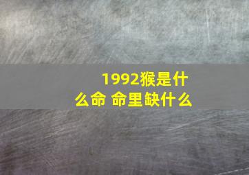 1992猴是什么命 命里缺什么